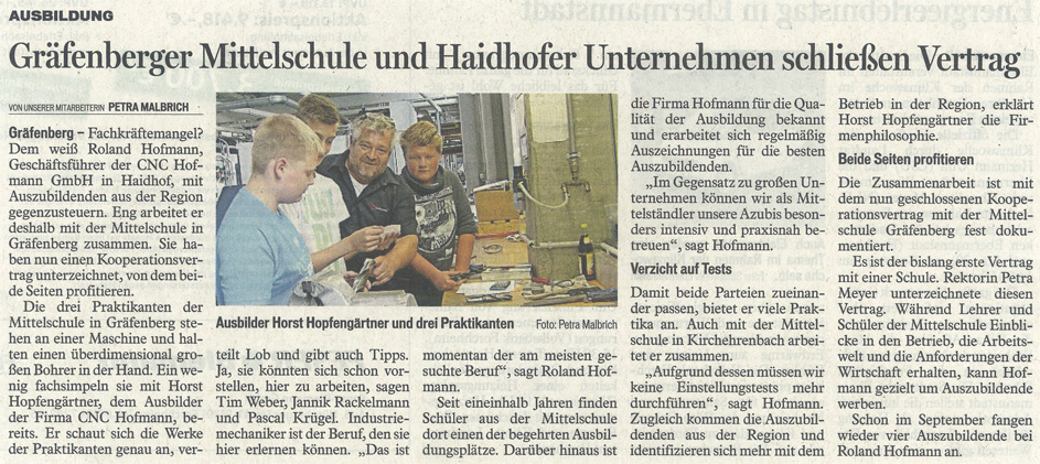 Hofmann GmbH · Kooperationsvertrag Mittelschule
