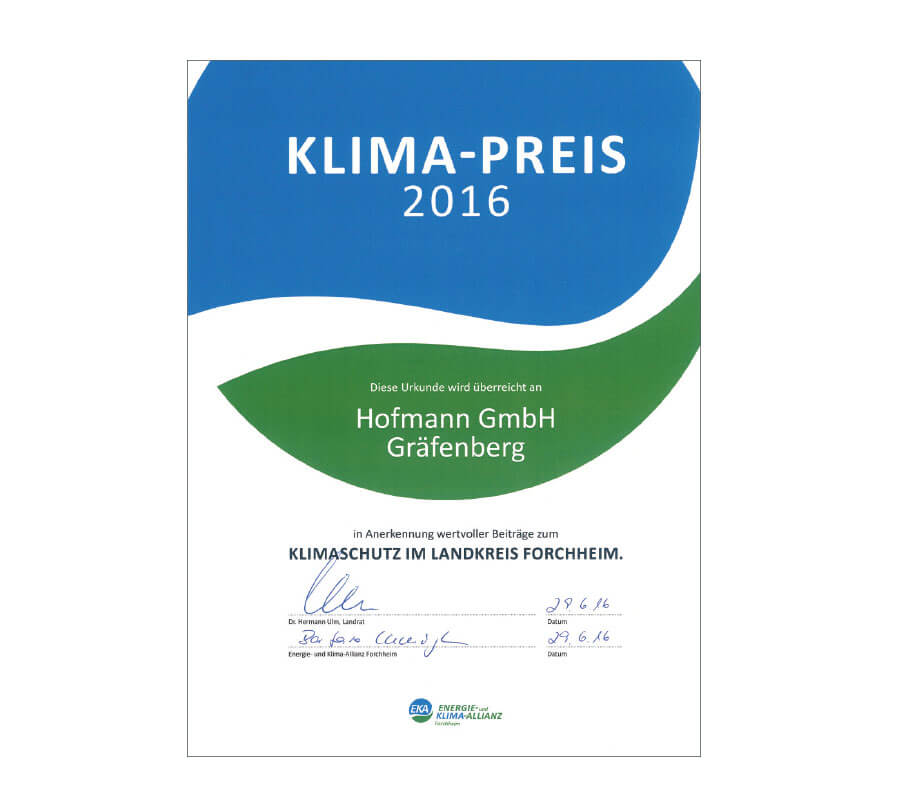 Hofmann CNC · Klimapreis 2016